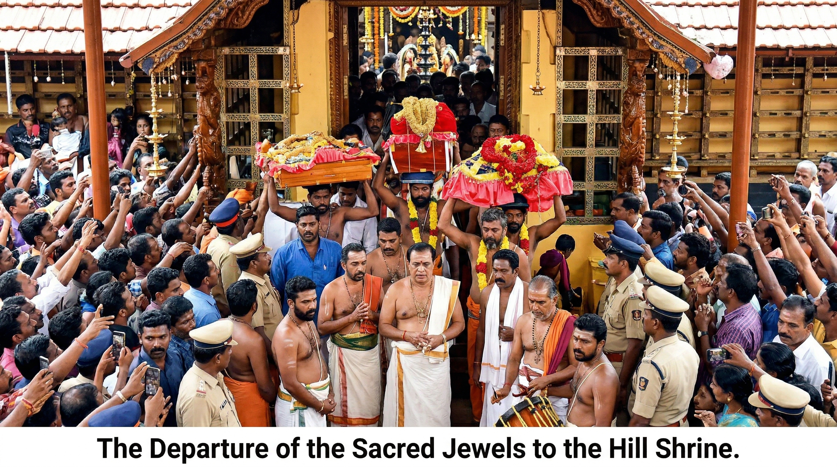 Sacred Thiruvabharanam boxes associated with the Pandalam tradition